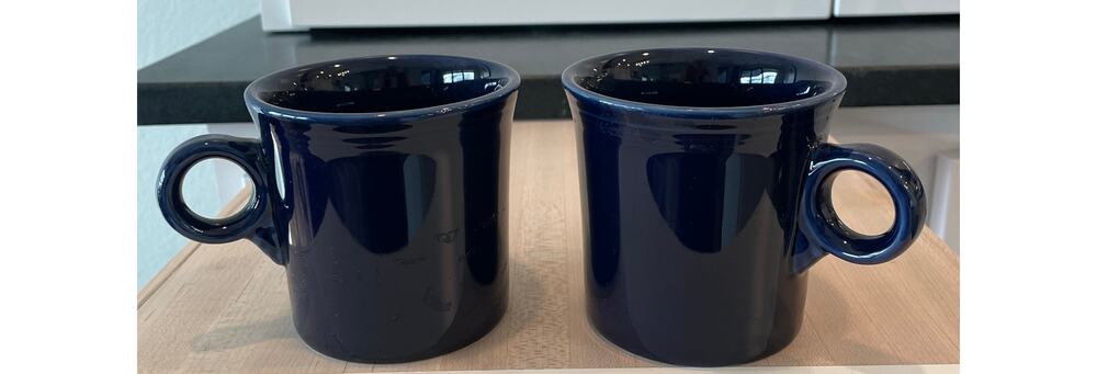 Dark Blue Navy FIESTA mugs set of 2 classic ring handle USA MADE